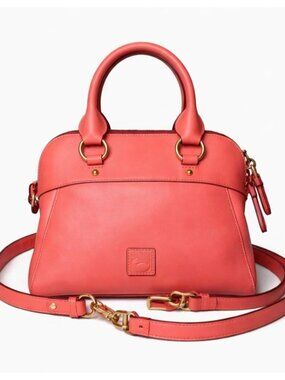 Dooney & Bourke Florentine Cameron Leather Satchel Crossbody Salmon Coral NWT